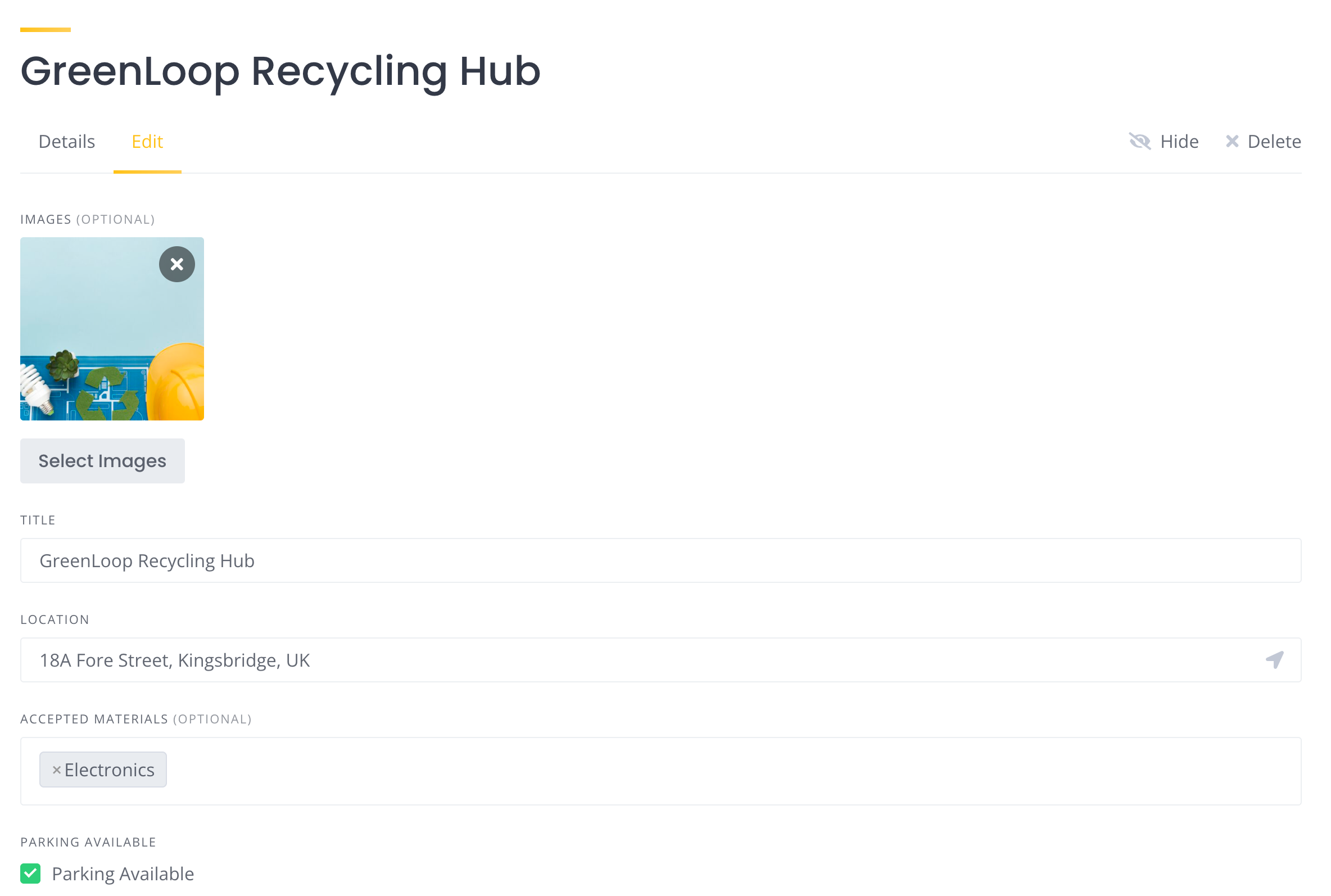 Listing Settings in HivePress