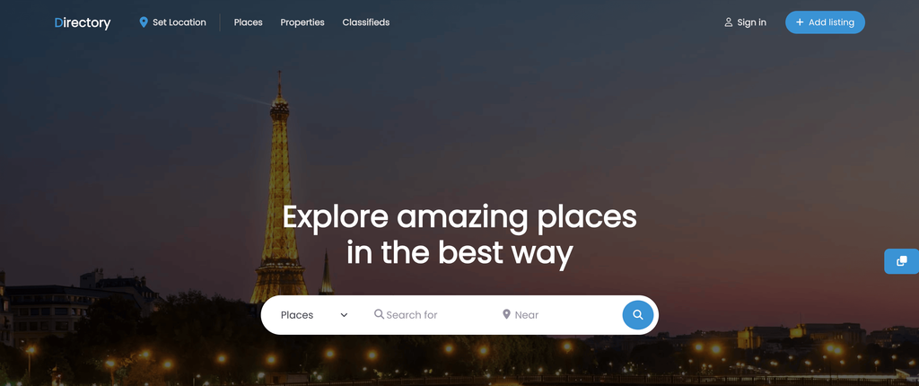 Demo of the Directory Theme by GeoDirectory