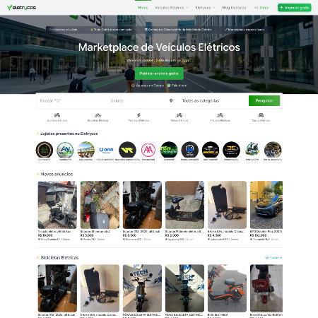 Homepage of the Electric Vehicle Marketplace