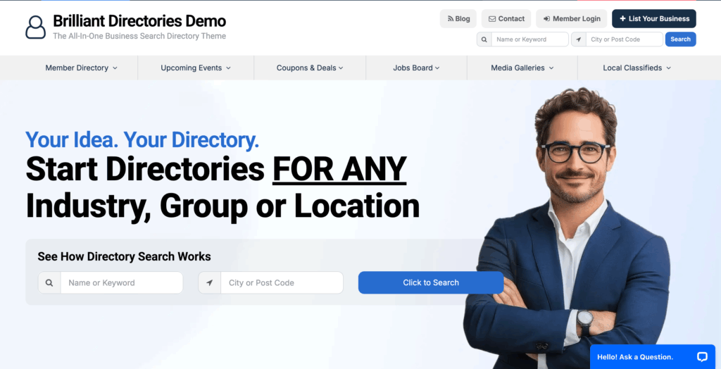 Brilliant Directories homepage demo