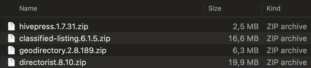 Size comparison of WordPress directory plugins